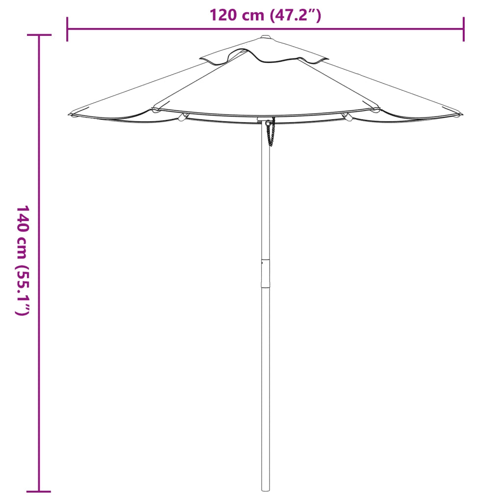 Ombrellone da Giardino per Bambini-Ombrello da Balcone con Palo in Legno ?120x140cm 803890