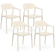 IDMarket - Set di 4 sedie da giardino impilabili in polipropilene SUZON beige