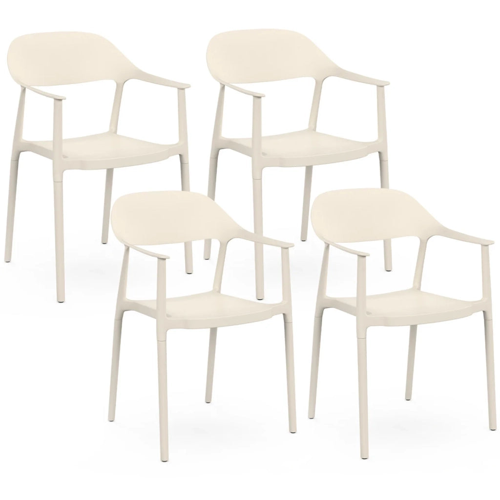 IDMarket - Set di 4 sedie da giardino impilabili in polipropilene SUZON beige