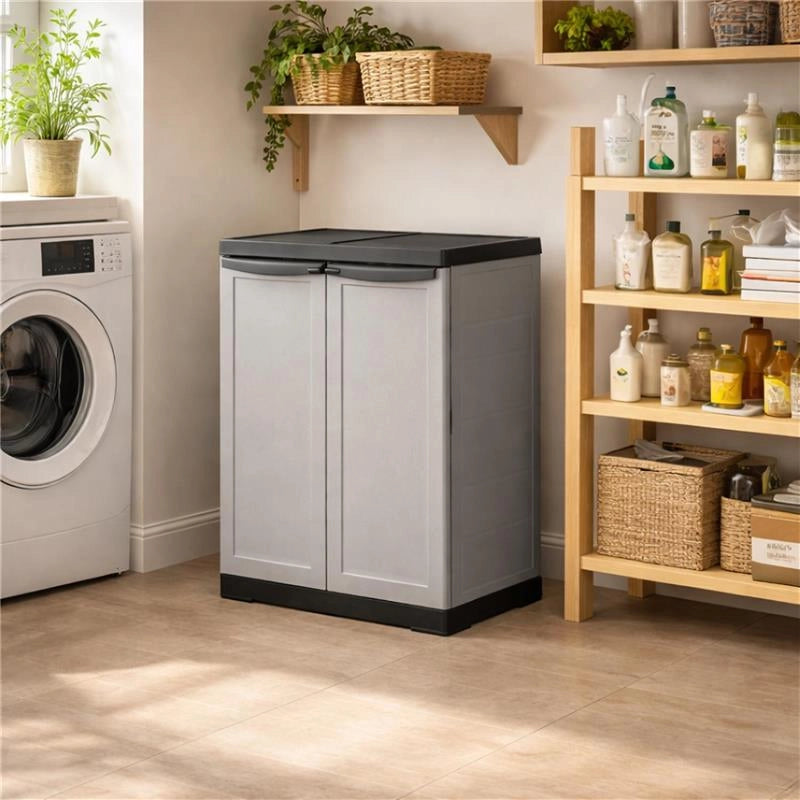 ARMADIO SLIM IN RESINA CON 1 RIPIANO REGOLABILE E PREDISPOSIZIONE LUCCHETTO - COLORE GRIGIO DIMENSIONE 65X45X91H CM