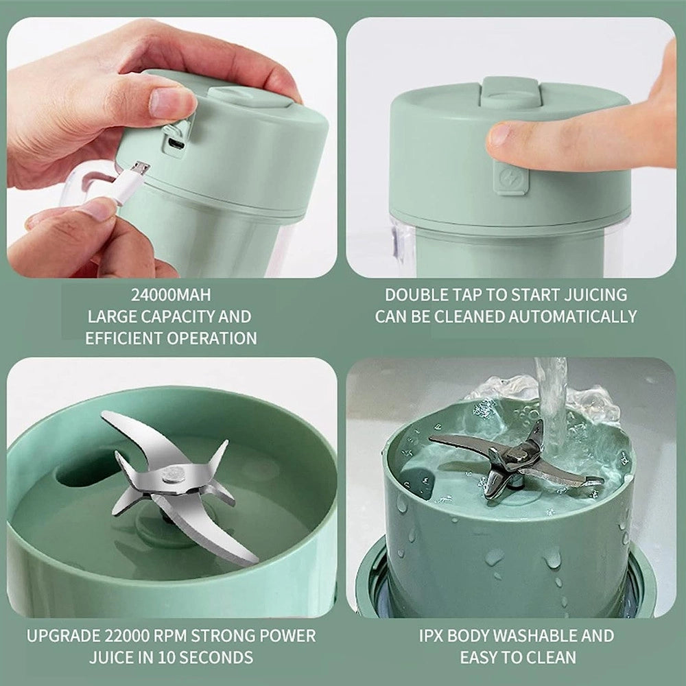 Trade Shop - Mini Blender Frullatore Portatile Ricaricabile Con Cannuccia Per Viaggi, Ufficio -