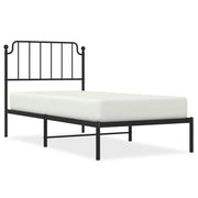 Letto singolo | Letto per adulti | Giroletto con Testiera in Metallo Nero 90x200 cm