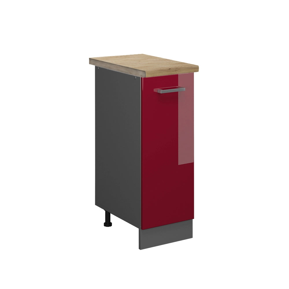 Armadio cucina dispensa alto R-Line Rosso lucido/Antracite 30 cm, PL Rovere Vicco