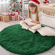 Tappeto Fluffyciclone con Base Antiscivolo Lavabile per Salotto, Camera da Bambini, Camera da Letto - 160 cm Circolare, Verde Scuro