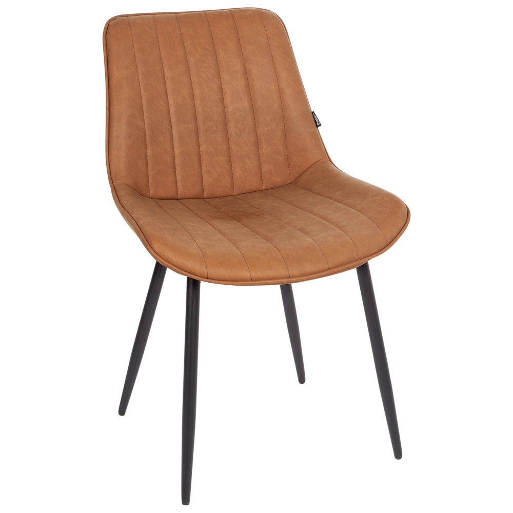 Set di 2 sedie da pranzo in ecopelle marrone con gambe in acciaio nero senza braccioli set da pranzo salotto soggiorno moderno