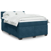 Giroletto a Molle con Materasso Blu Scuro 140x200 cm in Velluto