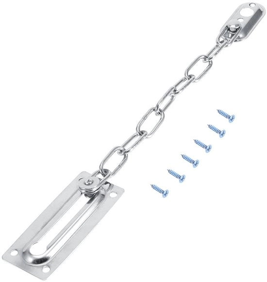 Chiusura di sicurezza per porte - Catena di sicurezza in acciaio inossidabile - Antifurto - Accessori per la serratura - Viti di fissaggio - Robusta e duratura