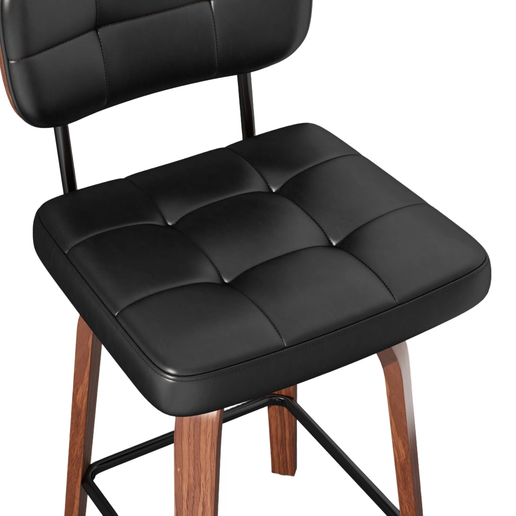 Sgabello da bar girevole - con schienale ergonomico e seduta imbottita - nero noce