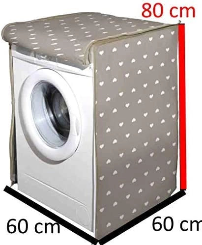 TELO COPRI LAVATRICE  CON CUORI 60 X 60 X 80 CM IN COLORE GRIGIO TORTORA