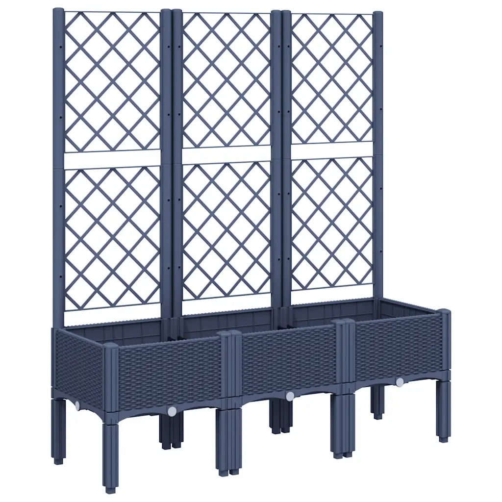 Fioriera Giardino con Traliccio Grigio Blu 120x40x142 cm PP