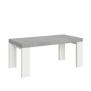 Tavolo Allungabile 180/284x90x77 cm Roxell Mix piano Cemento gambe Bianco Frassino