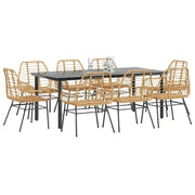 vidaXL Set da Pranzo da Giardino 9 pz Polyrattan Vetro