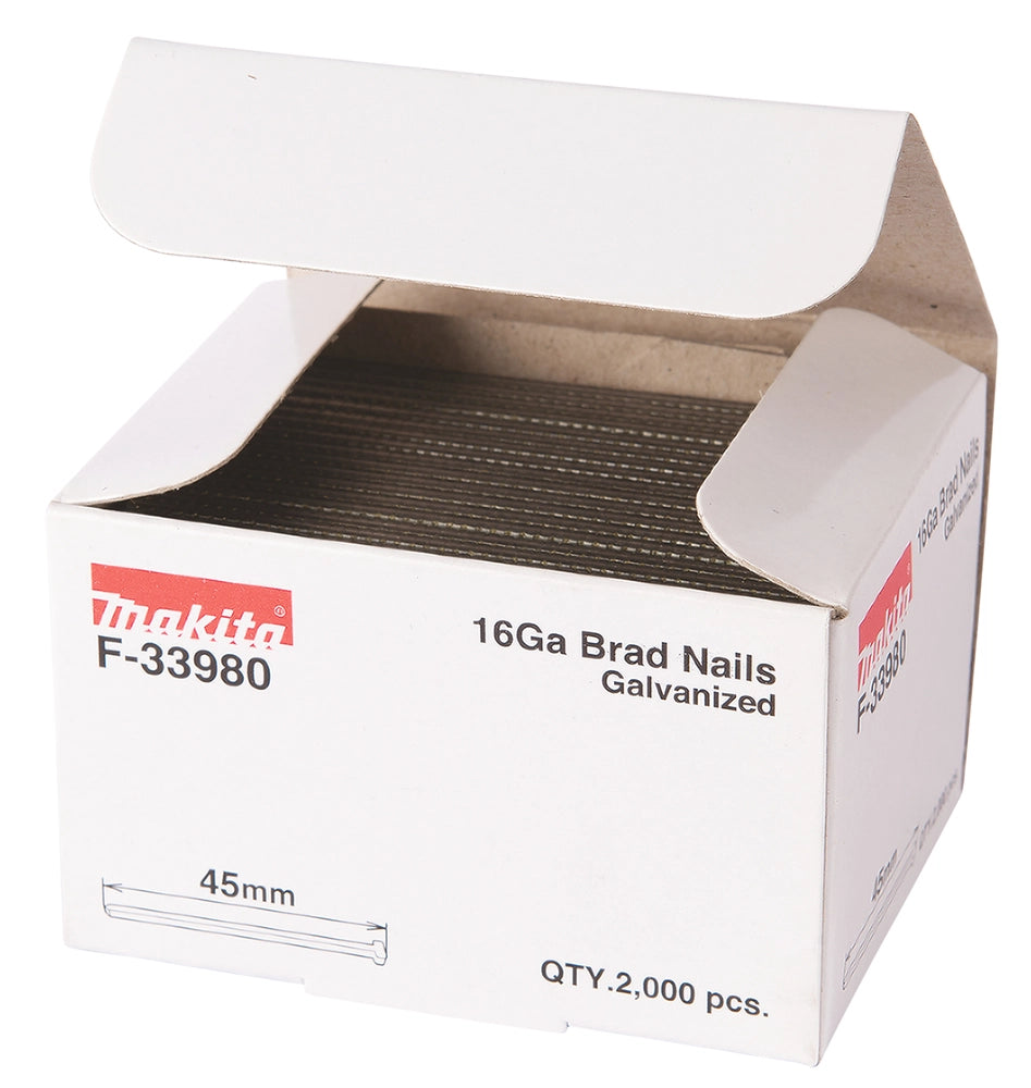 Makita F-33980 – Brad Nails 16 GA 45 mm (2000 pezzi) | Chiodi professionali per pistole chiodatrici