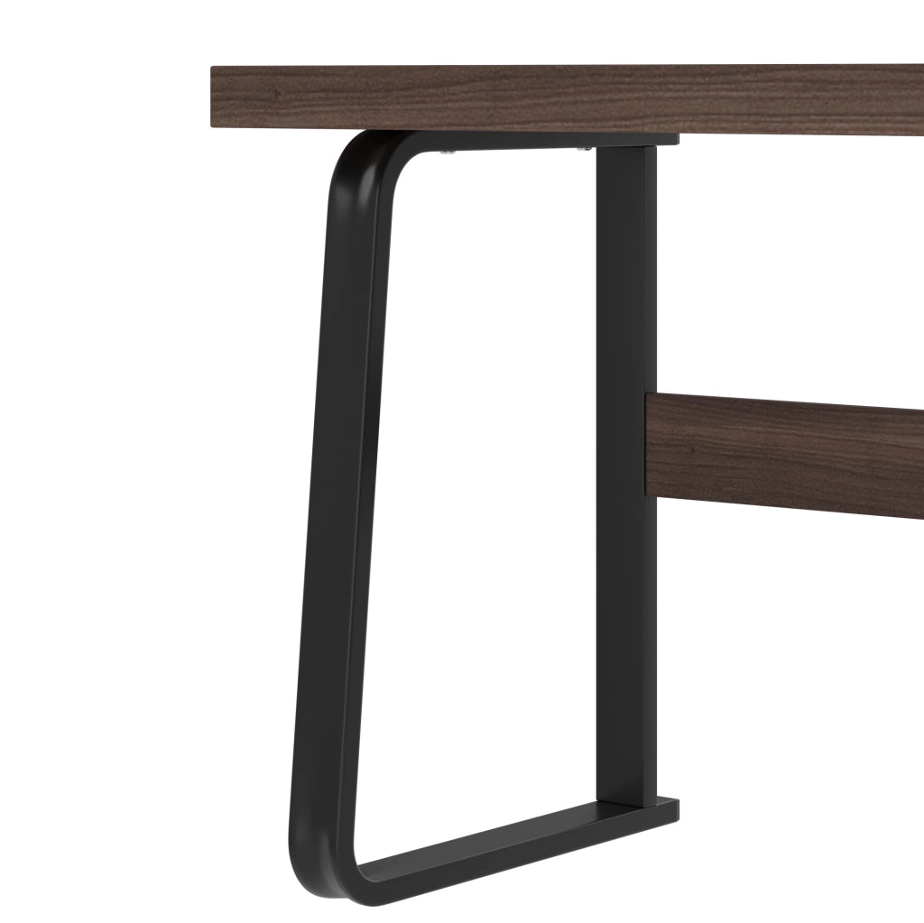 Scrivania 135x54 cm in MDF e metallo marrone， con contenitore integrato