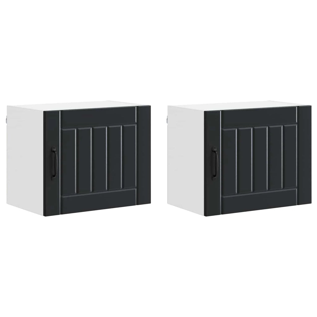 Set di 2 pensili da cucina moderni e pratici 50 x 31 x 40 cm in legno composito nero 02_0053926