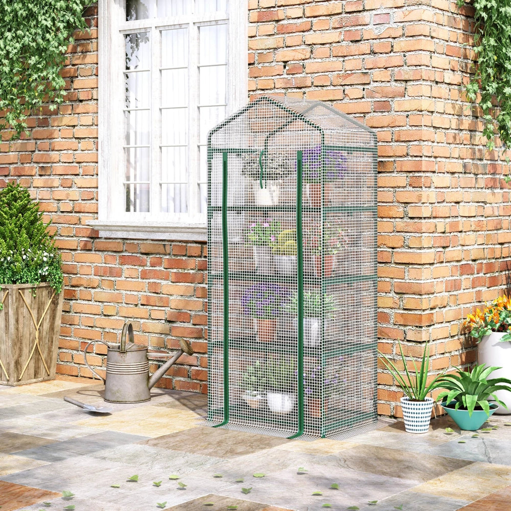 Serra in alluminio bianco, 4 ripiani, per pomodori, 70x50x160 cm