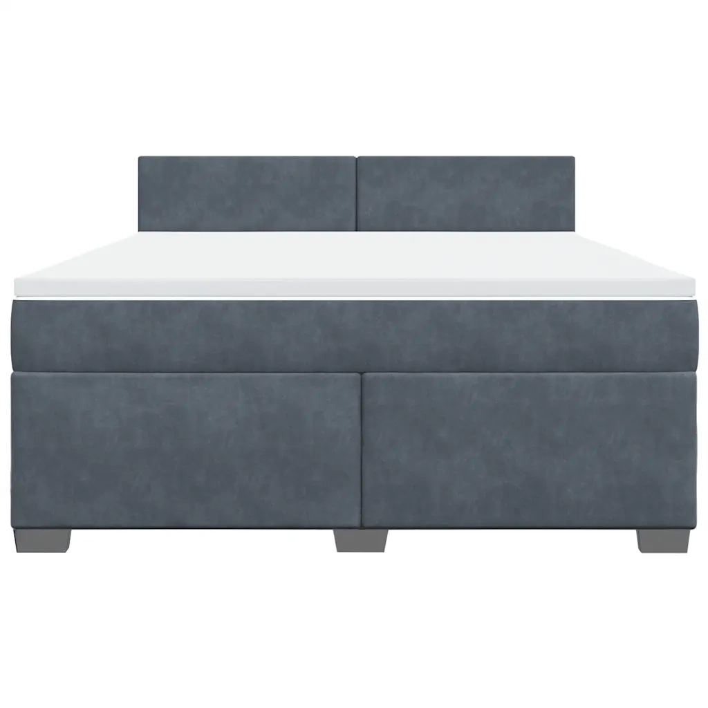 Giroletto a Molle con Materasso Grigio Scuro 180x200 cm Velluto