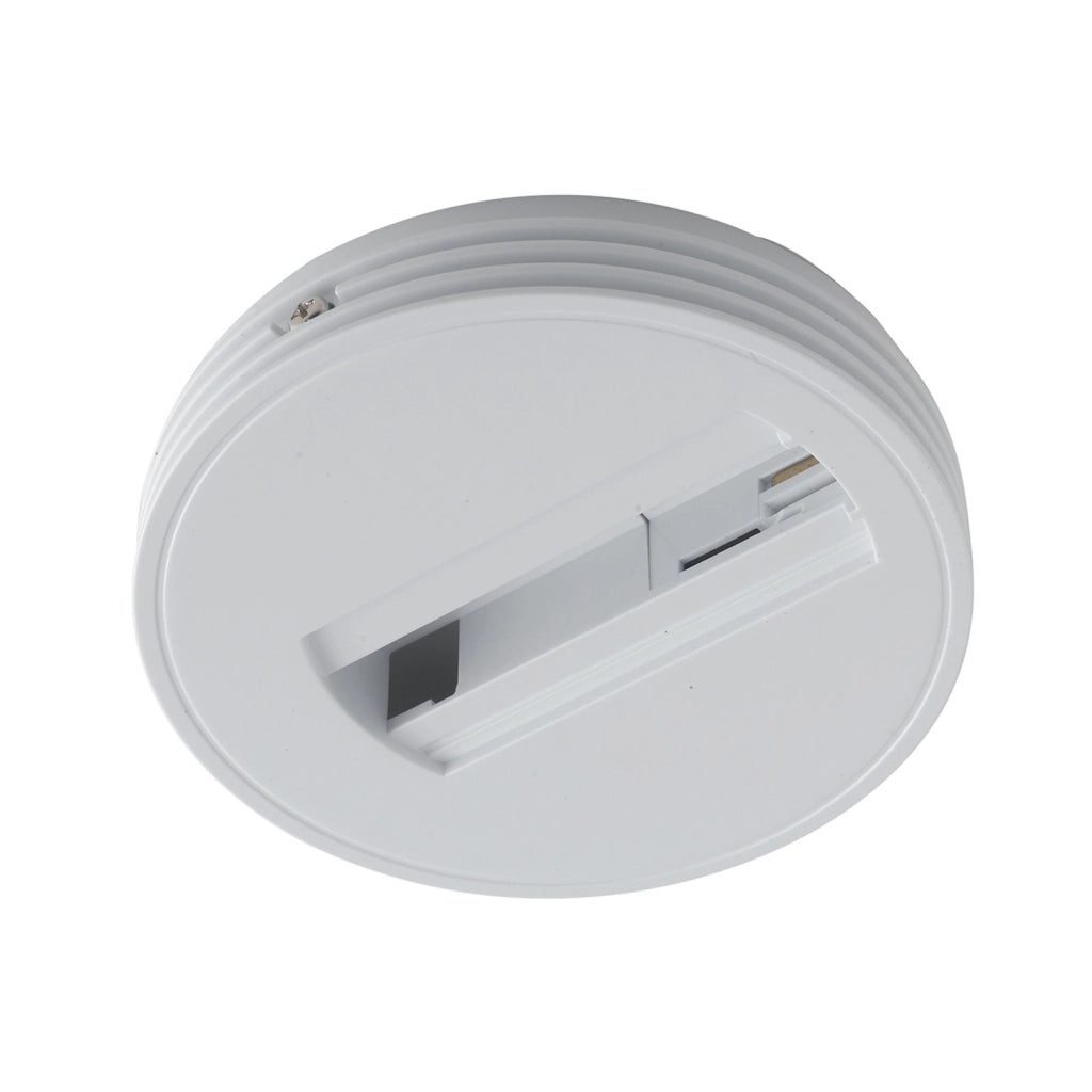 LED-TRACK-BASE BASE TONDA TRIFASE BIANCA PER FARO BINARIO EXPRESS ROCKET, SQUIB, OBOE 12X2,5CM