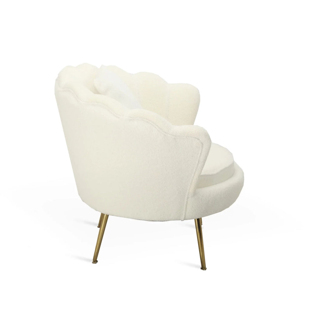 POLTRONA DAHLIA VELLUTO BOUCLÈ PANNA CON CUSCINO