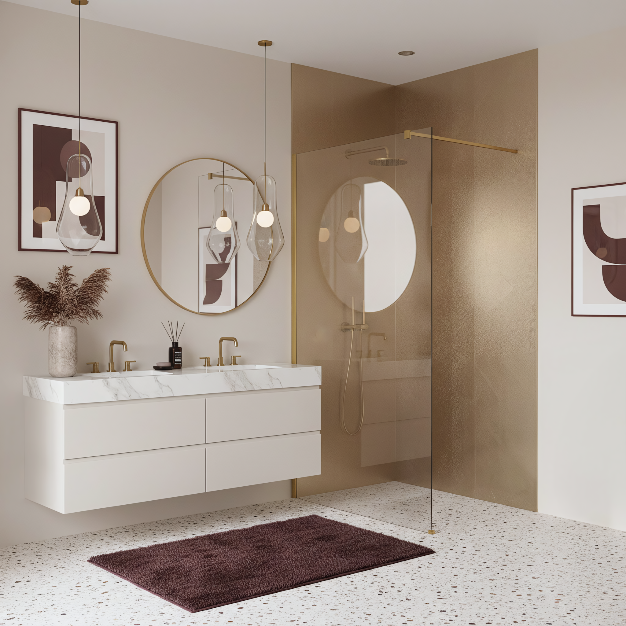 Parete Doccia Rea Flexi Transparent / Brush Gold 70