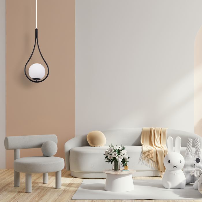 Lampada A Sospensione A Sfera In Vetro G111-1w Nero E27