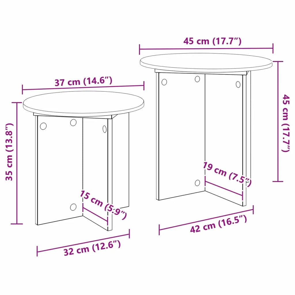 Set tavolini 2 pcs Rovere Artigianale Legno ingegnerizzato 8001018