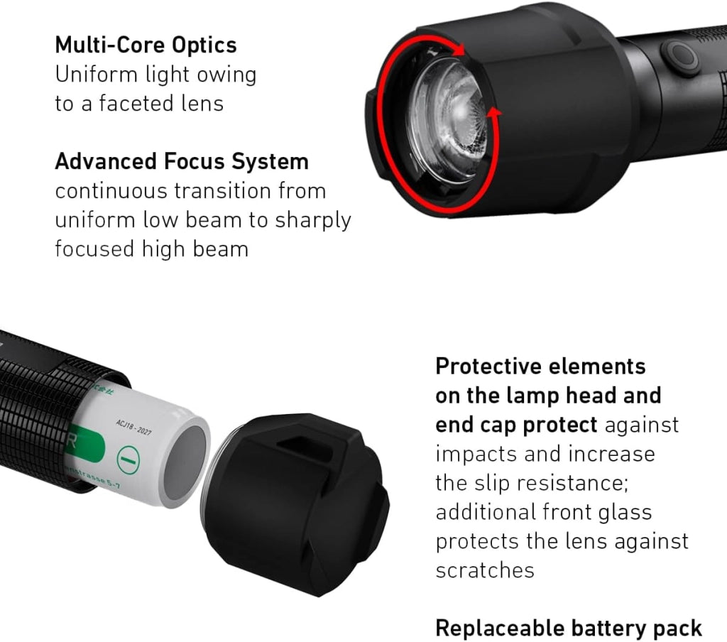 Ledlenser P7R Work | 2020 | Torcia LED Ricaricabile, 1200 Lumen, Alta CRI, SOS, Strobo, autonomia fino 60h, Fascio 240 m, Impermeabile IP68, Protezioni in Gomma, Officina, Garage, Meccanico, Cantiere
