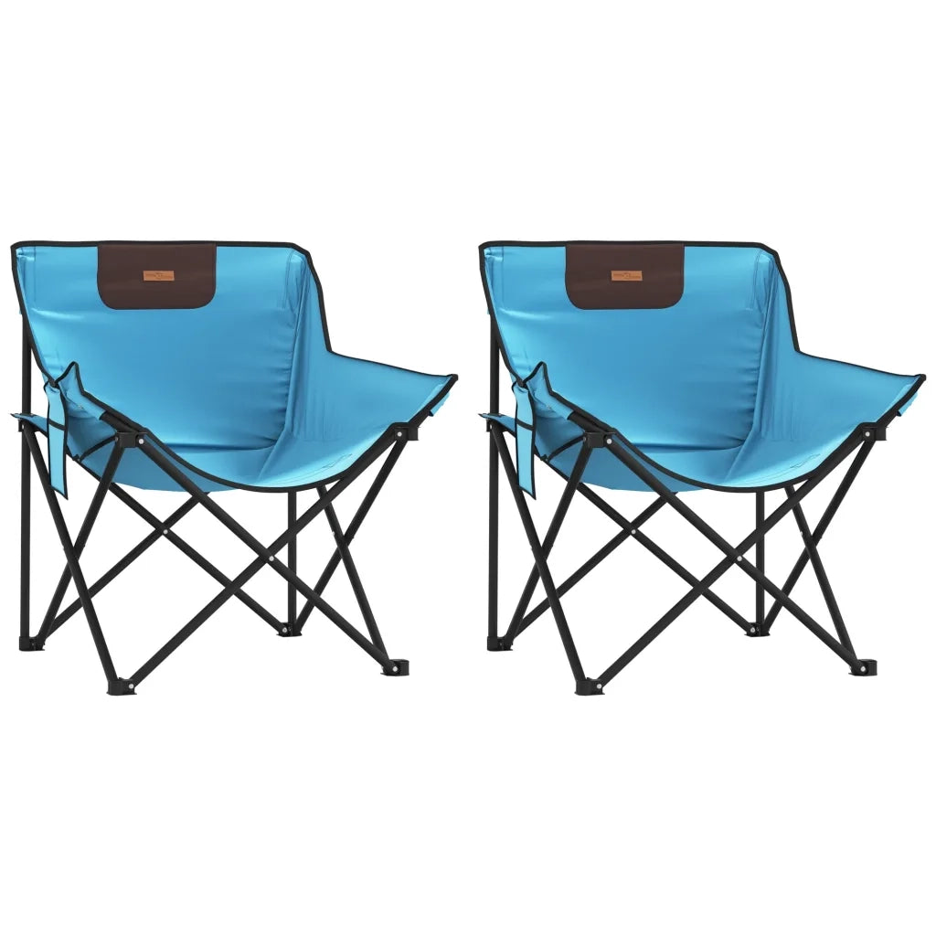 Sedie da Campeggio con Tasca Pieghevoli 2 pz Blu Brillante