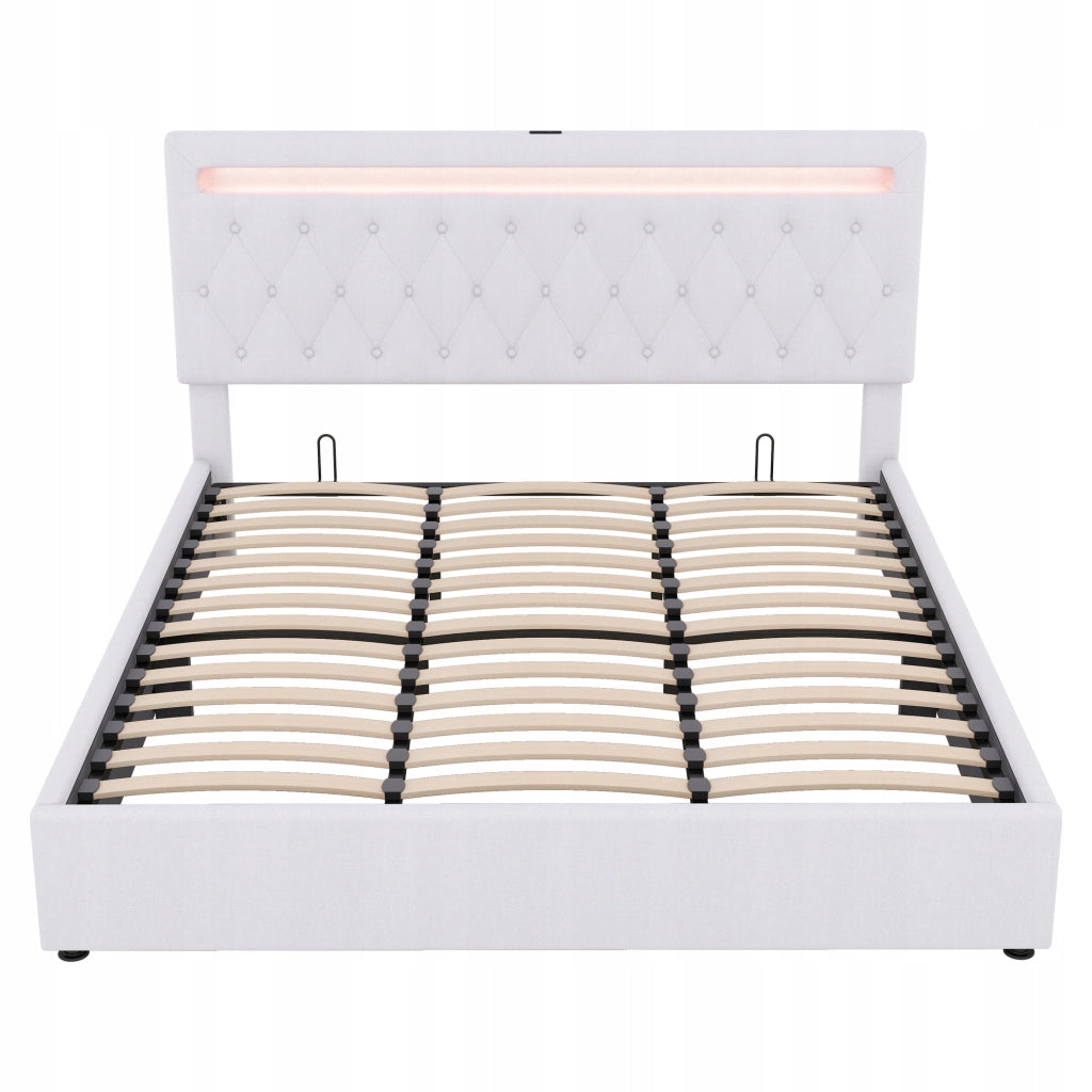 Letto matrimoniale 180x200 - Xylo - Bianco con idraulica e LED