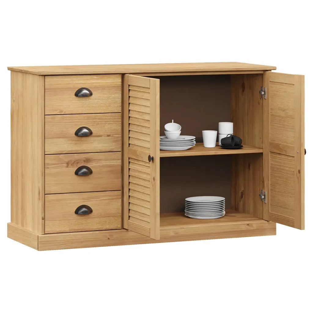 Credenza | Madia | Buffet da pranzo | Armadio da pranzo con Cassetti VIGO 113x40x75 cm Legno Massello di Pino