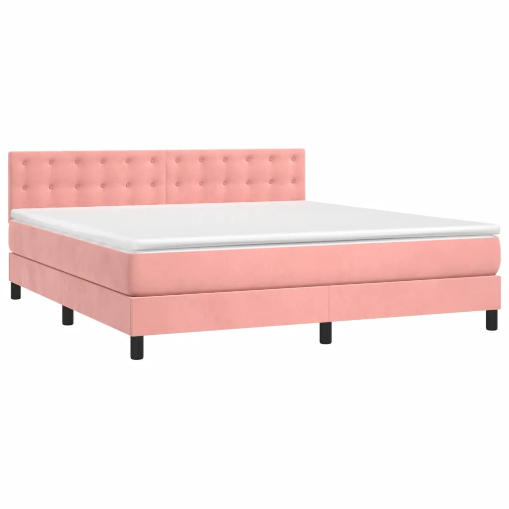 Letto a Molle con Materasso e LED Rosa 180x200 cm in Velluto 3134662