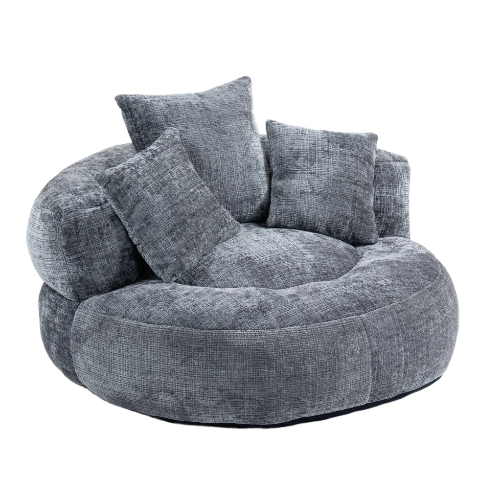 Poltrona lounge in ciniglia grigia 108x108 cm
