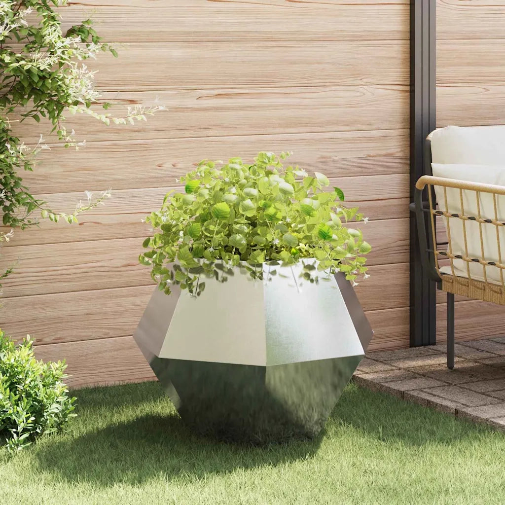 2 pz Fioriera | Cassetta per fiori | Vaso Argento 75 x 75 x 60 cm Acciaio inossidabile