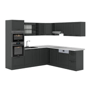 Cucina angolare completa R-Line Antracite rustico/Antracite 247 x 60 cm, PL Marmo Vicco