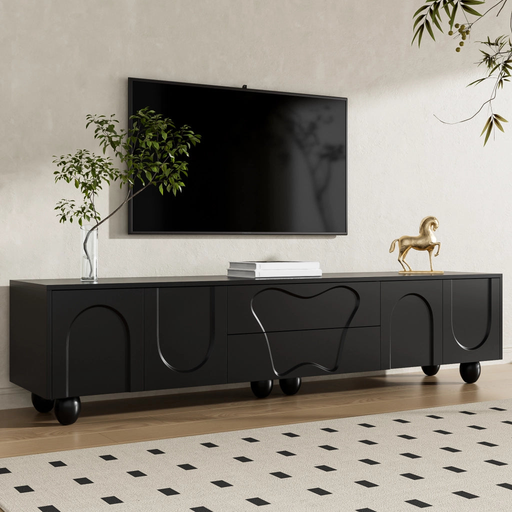 Mobile TV 180x40x42 cm; ampio spazio contenitore con montaggio semplice; truciolare nero
