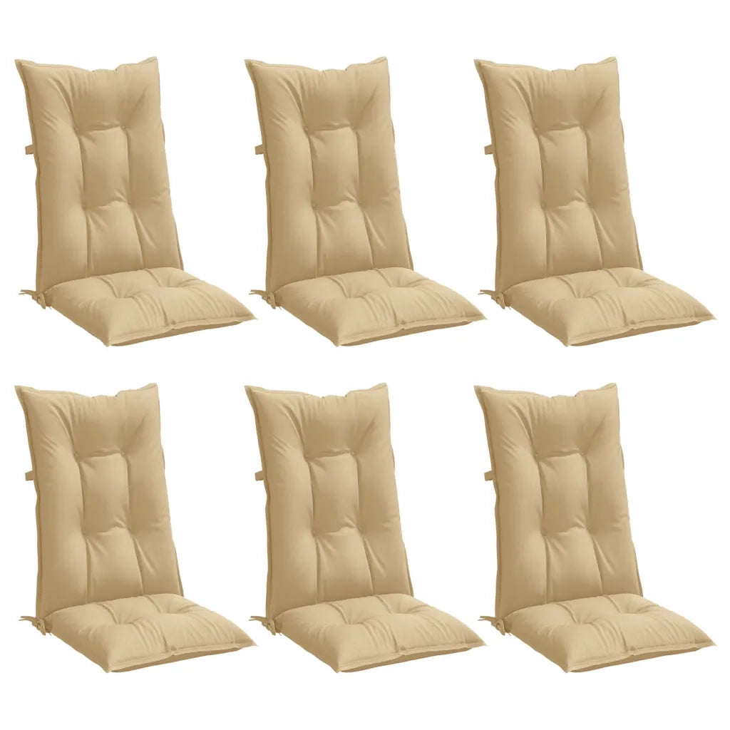 Cuscini Sedia Schiena Alta 6 Beige Mélange 120x50x7 Tessuto 4002357