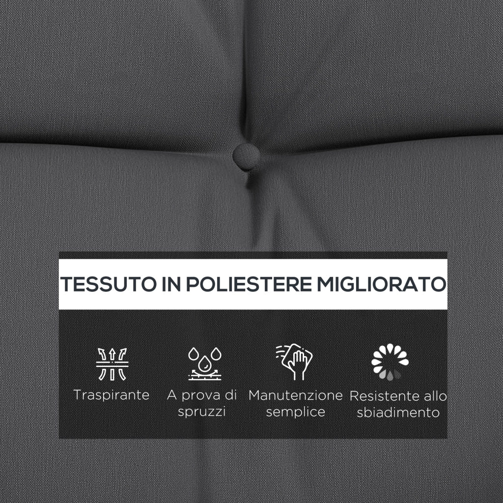 Set 4 Cuscini da Giardino per Schienale e Seduta ¨C Zephmum ¨C Poliestere Grigio Carbone