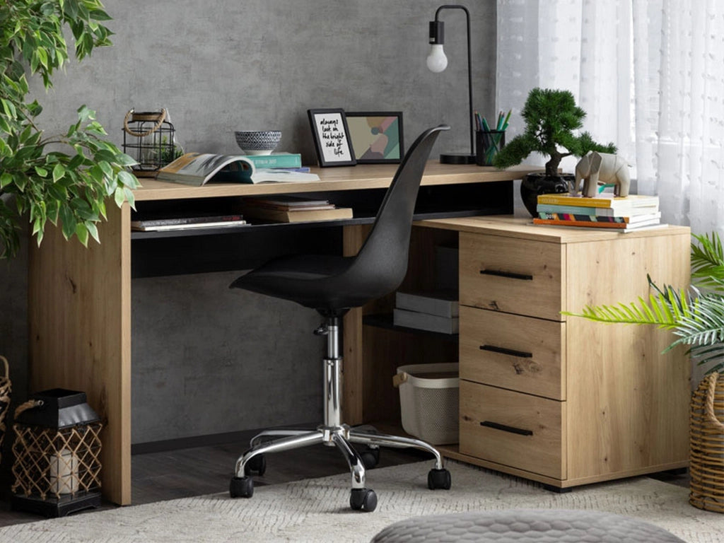 Sapri, Scrivania Angolare, 137.5x101.5x75h cm Marrone Rovere Nodi