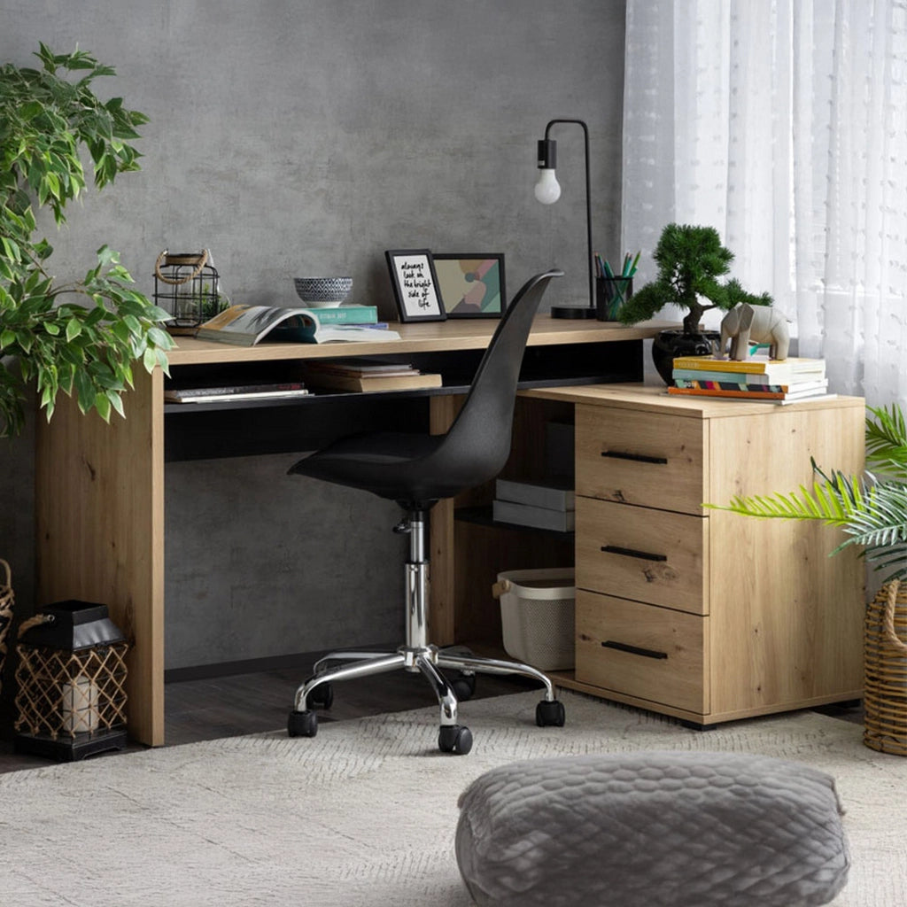 Sapri, Scrivania Angolare, 137.5x101.5x75h cm Marrone Rovere Nodi