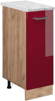 Armadio cucina dispensa alto R-Line, Rosso lucido, 30 cm PL Marmo, per la libera combinazione all'interno di sistemi cucina modulari