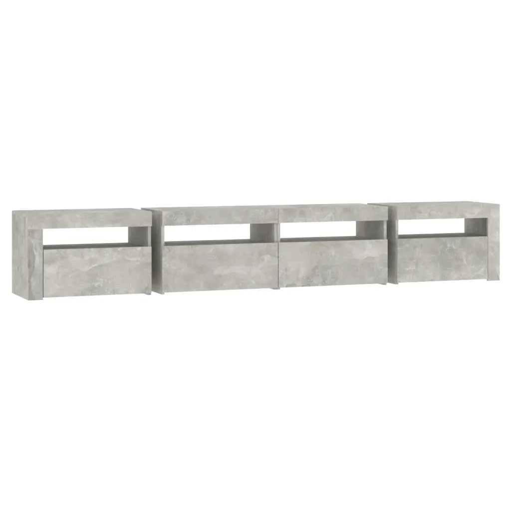 Mobile Porta TV con Luci LED-Credenza TV Grigio Cemento 240x35x40 cm