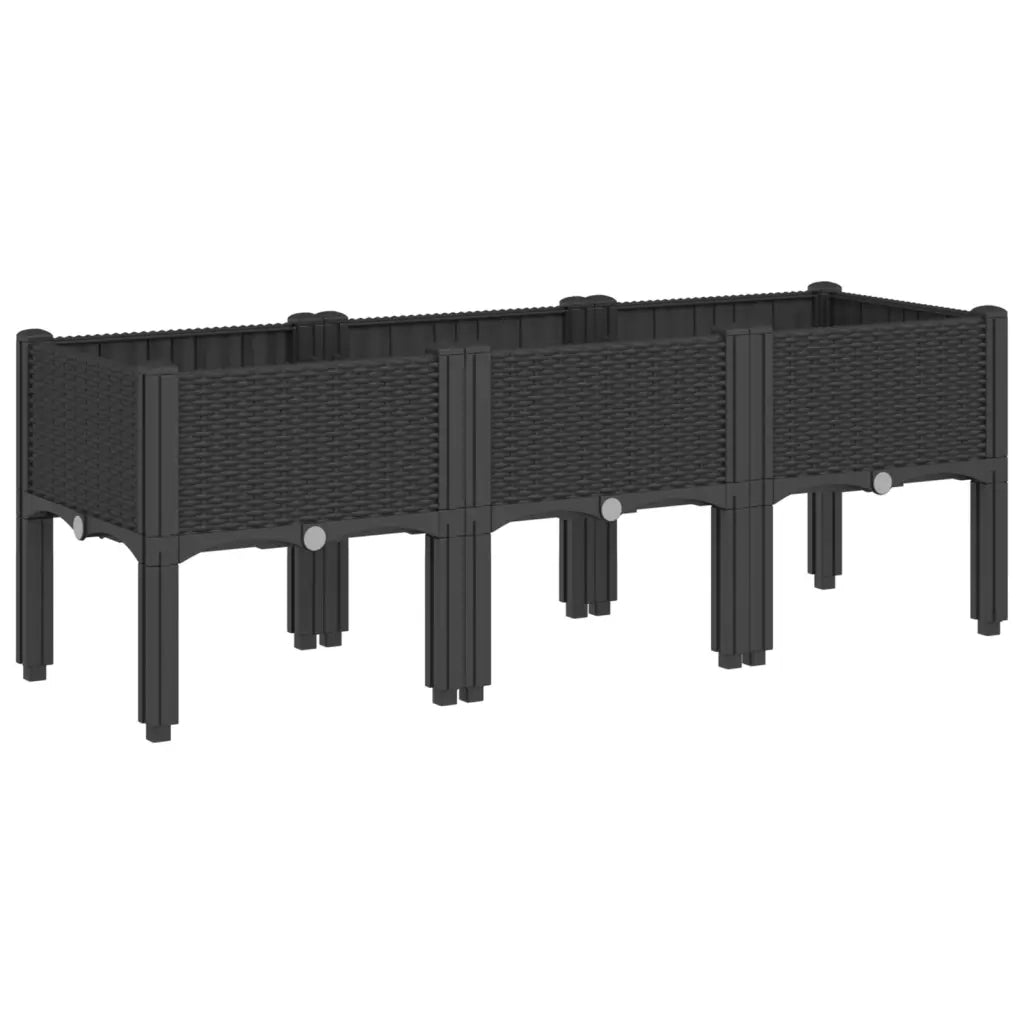 Fioriera da Giardino con Gambe Nera 120x40x42 cm in PP 367898
