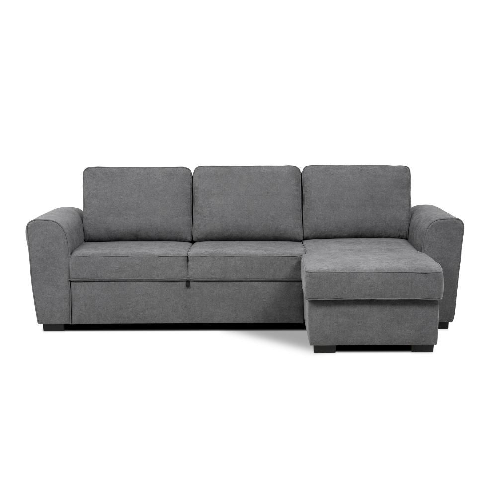 Divano letto penisola Reversibile Aston con contenitore in tessuto grigio 251.5x159.5x86H
