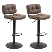 Set 2 Sgabelli Bar Moderni e Girevoli con Schienale e Poggiapiedi, Sgabelli da Cucina con Altezza Regolabile, Rivestimento Pelle PU e Imbottitura, 41.5x45x85-107cm