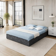 Letto 140 × 200 cm con rete a doghe rivestito in tessuto grigio