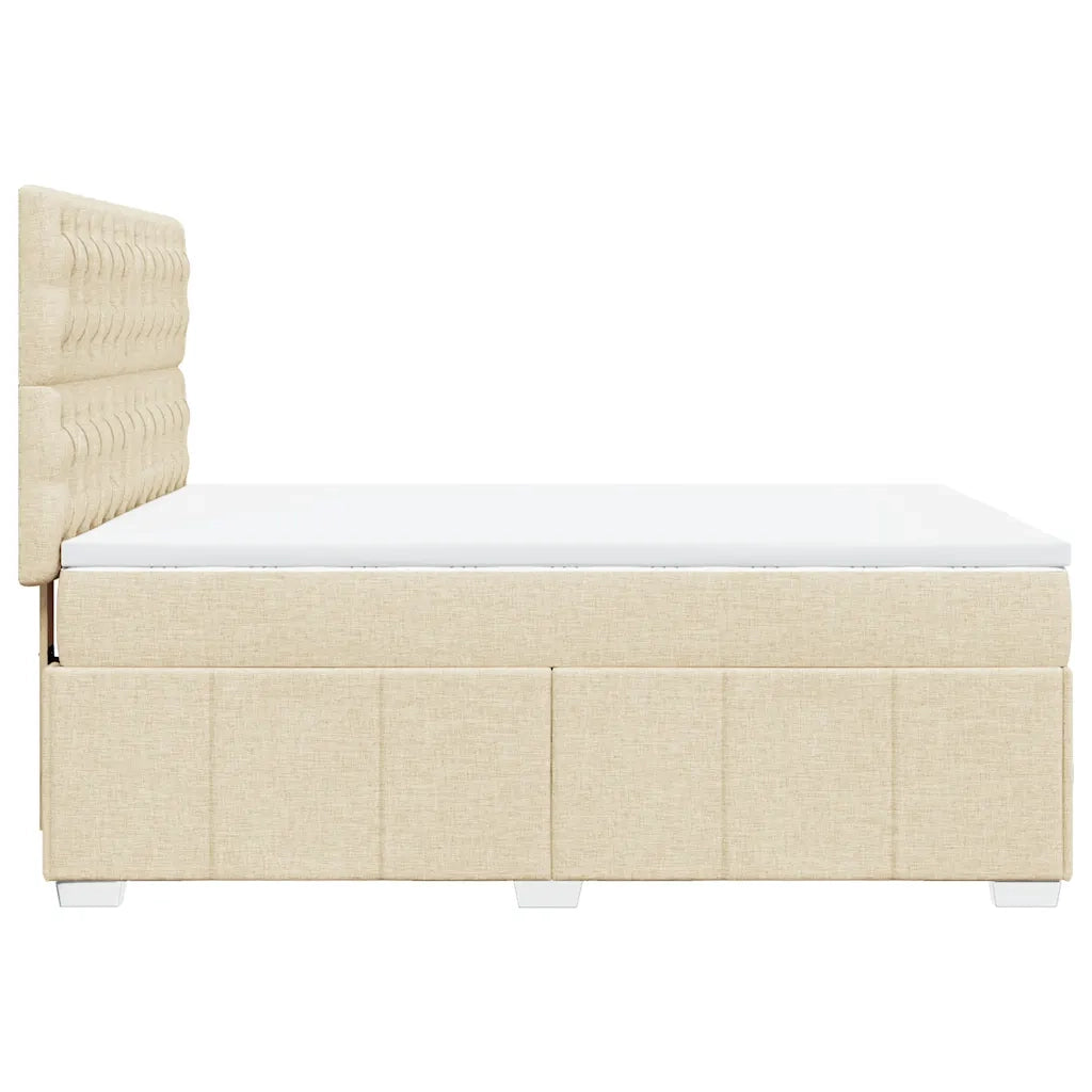 vidaXL Giroletto a Molle con Materasso Crema 160x200 cm in Tessuto