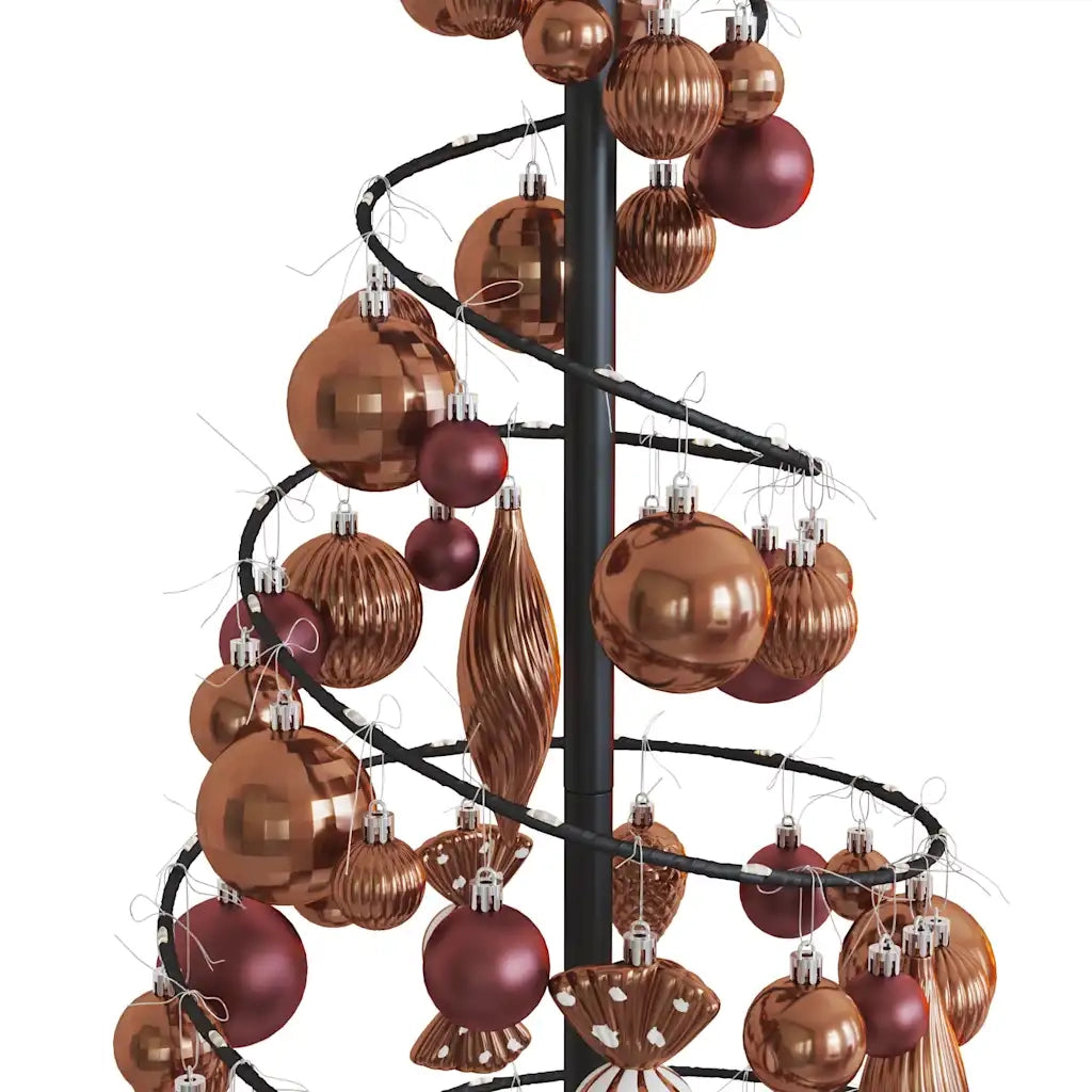 Albero di Natale a LED con Palline 80 LED Bianco Caldo 120 cm 3318559