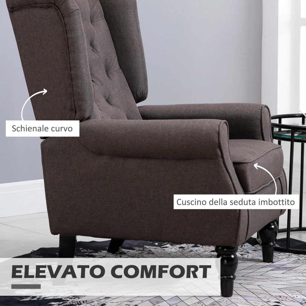 Poltrona Relax in Tessuto Marrone con Cuscini ¨C Zephmum ¨C 74x86x102 cm