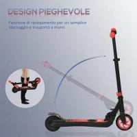 Monopattino Elettrico Pieghevole per Bambini 6+ Anni ad Altezza Regolabile, 71x36.5x75-80 cm, Nero e Rosso
