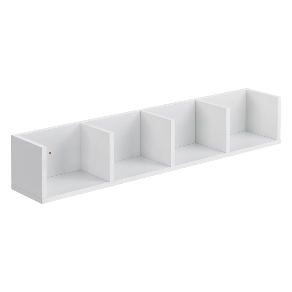 Mensola da Parete con 4 Scomparti a Forma di U Consolle Pensile 95 x 17 x 16,5 cm Portaoggetti Libreria - Bianco